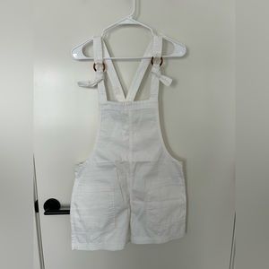 White cotton overall shorts